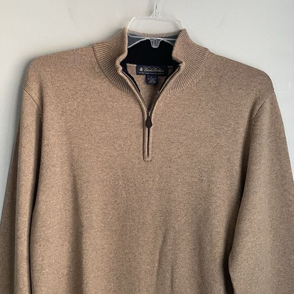 Brooks Brothers 100% Merino Wool Sweater Men's L Beige Extra Fine Italian - Picture 5 of 12